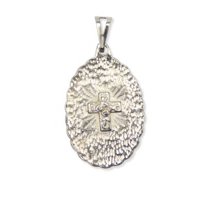 MD128150 - Medalha N. Sra. Do Pilar Rendada Níquel - 5x2,5cm