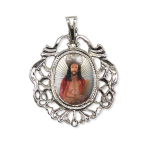 MD129401 - Medalha Bom Jesus de Pirapora Camafeu Níquel - 5x4,2cm