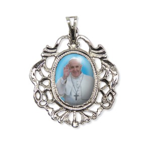 MD129413 - Medalha Papa Francisco Camafeu Níquel - 5x4,2cm
