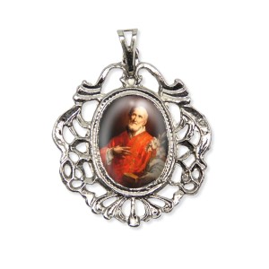 MD129425 - Medalha São Felipe Neri Camafeu Níquel - 5x4,2cm
