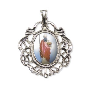 MD129433 - Medalha São Joaquim Camafeu Níquel - 5x4,2cm