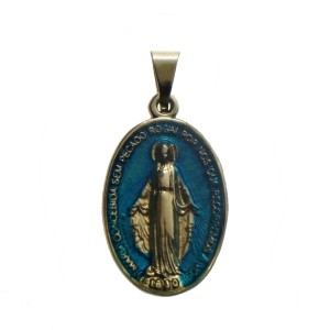 MD520124P2 - Medalha N. Sra. Das Graças Resinada Azul c/ 2un. - 3x1,5cm